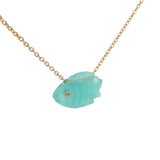 Collier doré poisson en amazonite 42 cm
