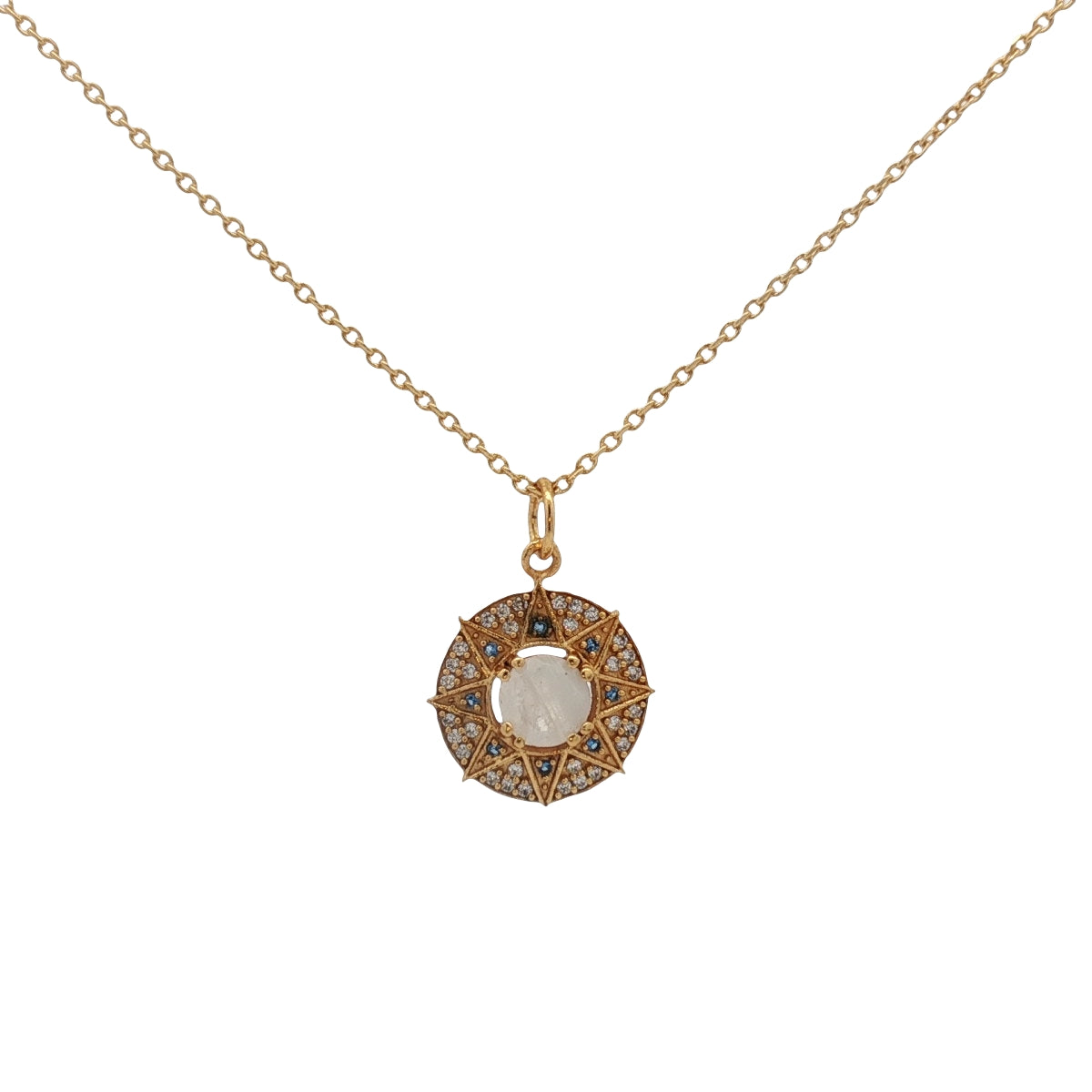 Collier doré médaille étoile pierre et zircons
