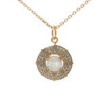 Gold necklace with star medal, stone and zircons