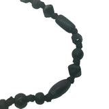 Collier doré perles noires et en bois noir avec noeuds noirs 75 cm