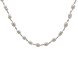 Collier doré alternance petites et grandes perles de culture avec noeuds beige 42 cm