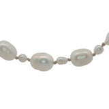 Collier doré alternance petites et grandes perles de culture avec noeuds beige 42 cm