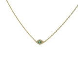 Collier doré petite oeil turquoise zircons