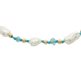 Bracelet doré perles de culture irrégulières, perles dorées et apatite