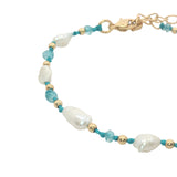 Bracelet doré perles de culture irrégulières, perles dorées et apatite