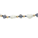 Bracelet doré perles de culture irrégulières, perles dorées et iolite