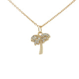 Collier doré palmier avec zircons 42 cm