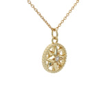 Collier doré médaille étoile des vents avec zircons 42 cm