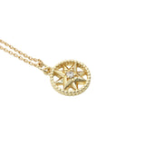 Collier doré médaille étoile des vents avec zircons 42 cm