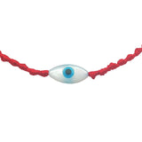 Bracelet doré cordon tressé rouge oeil ovale nacre S