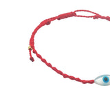 Bracelet doré cordon tressé rouge oeil ovale nacre S