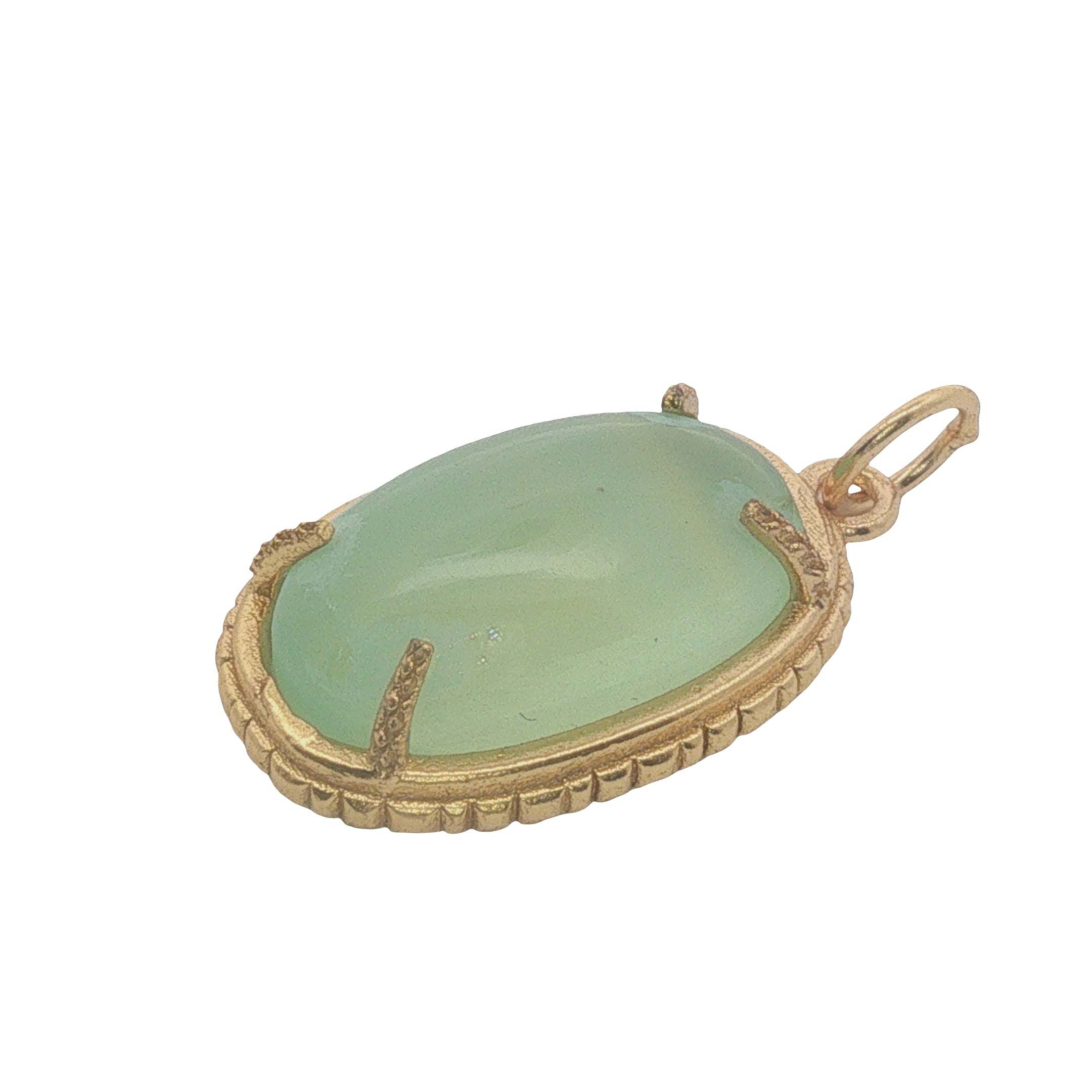 Charms doré prehnite cabochon et scarabée doré