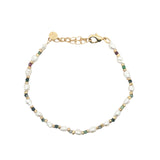 Bracelet doré perles de culture, perles dorées et rubis zoisite