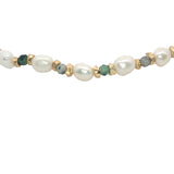 Bracelet doré perles de culture, perles dorées et rubis zoisite