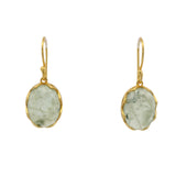Boucles d'oreilles dorées pendantes en préhnite