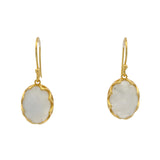 Boucles d'oreilles dorées pendantes en pierre de lune
