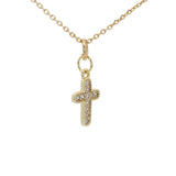Collier doré croix avec zircons 42 cm
