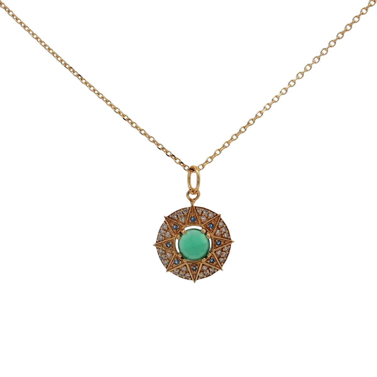 Collier doré médaille étoile pierre et zircons