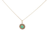 Gold necklace with star medal, stone and zircons