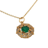 Collier doré médaille étoile pierre et zircons