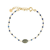 Bracelet doré petites lapis et labradorite au centre