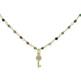 Collier santa maria doré rubis zoisite et clés  38cm