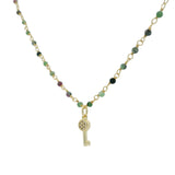 Collier santa maria doré rubis zoisite et clés  38cm