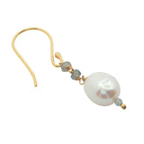 Boucles d'oreilles pendantes dorées perle de culture et labradorite