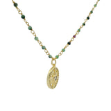 Collier santa maria doré rubis zoisite et rose des vents 46cm