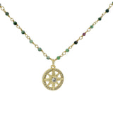 Collier santa maria doré rubis zoisite et rose des vents 46cm