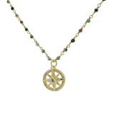 Collier santa maria doré rubis zoisite et rose des vents 46cm