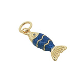 Charms doré poisson en émail bleu