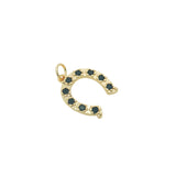 Charms doré fer à cheval avec zircons noirs