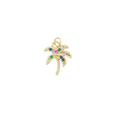 Charms doré palmier avec zircons colorés