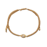 Bracelet cordon doré perle dorée avec zircons