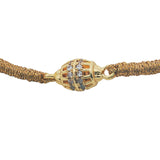 Bracelet cordon doré perle dorée avec zircons
