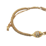 Bracelet cordon doré perle dorée avec zircons