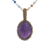 Collier doré Johri bazaar en améthyste perles multicolores 60 cm