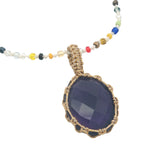 Collier doré Johri bazaar en améthyste perles multicolores 60 cm