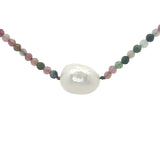 Collier doré tourmaline et perle de culture 42 cm