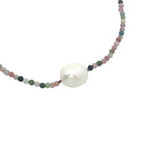 Collier doré tourmaline et perle de culture 42 cm