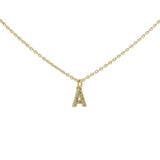 Collier doré petite lettre "A" zircons blancs 42cm