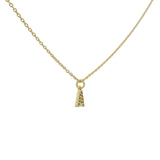 Collier doré petite lettre "A" zircons blancs 42cm