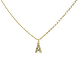 Collier doré petite lettre "A" zircons blancs 42cm