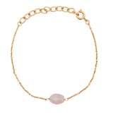 Bracelet doré quartz rose facetté