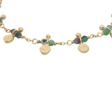 Bracelet doré chaine rosary rubis zoisite 5 pampilles dorées