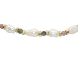 Bracelet doré perles de culture, perles dorées et tourmaline