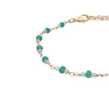 Bracelet doré en onyx verte et prehnite