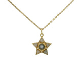 Collier doré étoile duo de labradorite et pierre de lune