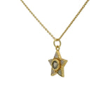Collier doré étoile duo de labradorite et pierre de lune